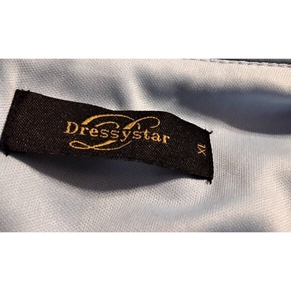 Womens XL Sleeveless Light Blue Chiffon Dress W/ Sequin Bodice & Zipper Back - Picture 8 of 9